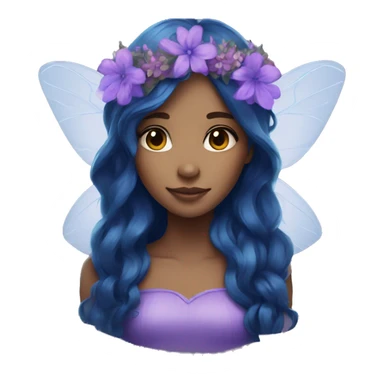 purple and blue brunette fairy with long hair and flower crown sticker