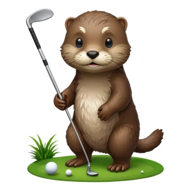 Cute Otter golfing sticker