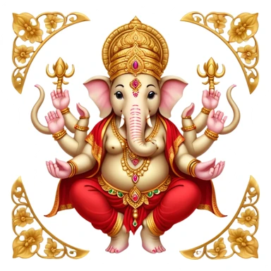 Hindu god Ganesha with elephant head and multiple arms sticker
