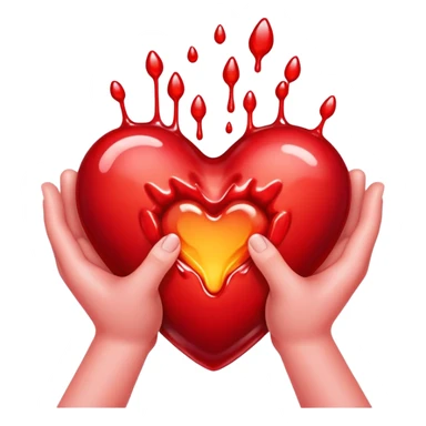 two hands holding melting heart sticker