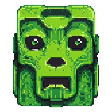 maximum blocky ultra-abstract pixel art Minecraft creeper face emoji with only 2-4 large square pixels sticker