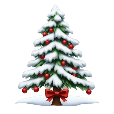 Snowy Christmas tree with dark red bows sticker