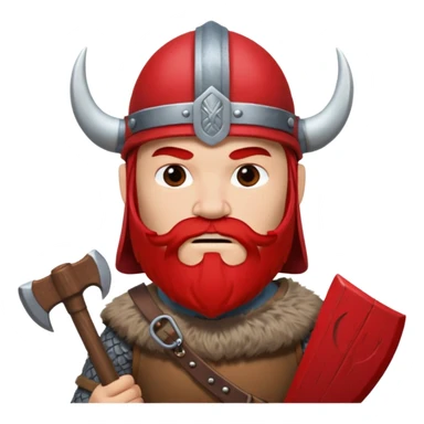 Viking avec une hache et un casque rouge  sticker