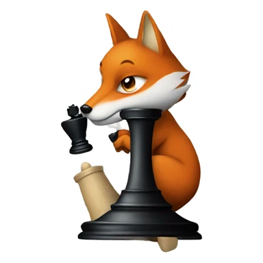 fox playing chess sticker