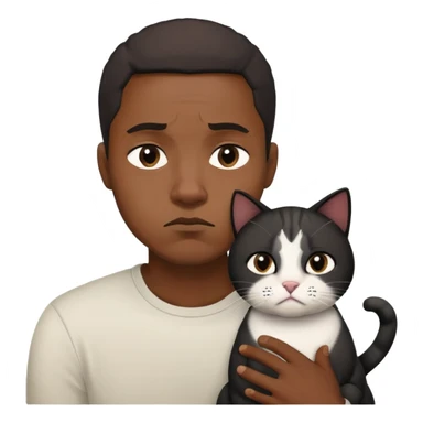 black dude sad next to cat  sticker
