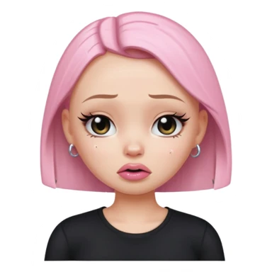 a pretty bratz fair bald girl crying wearing a tight black tee sticker