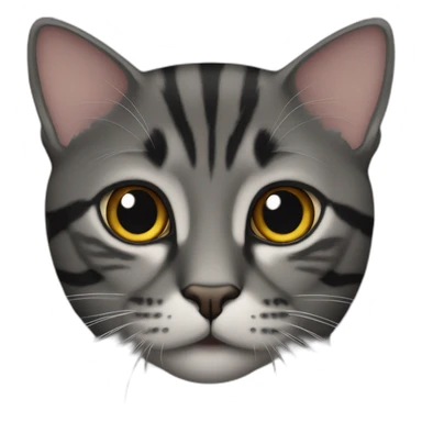 black and dark grey tabby cat face sticker
