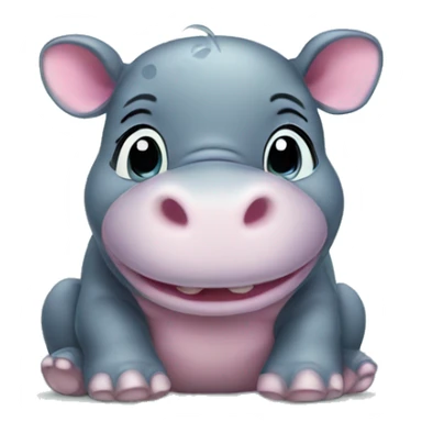 a happy baby hippo sticker