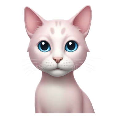 Cat-like creature with pale pink body, large blue eyes, and a long, thin tail. sticker