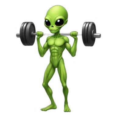 skinny alien holding a barbell sticker