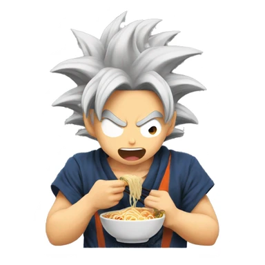 Goku eating ramen sticker