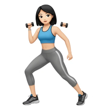 white woman with black hair doing fitness sticker