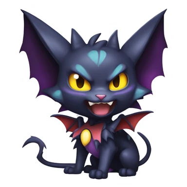 Cool Cute Edgy Chibi Bat-Cat-Noivern-Noibat-Litten-Pokémon-Fakémon-hybrid sticker