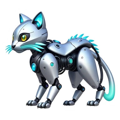  exotic tropical iridescent cyber-Protogen-Fakémon-Pokémon-Vernid-robot-feline-creature sticker