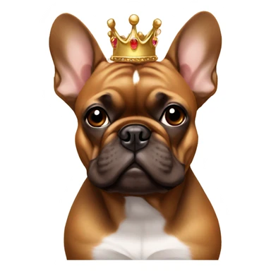 brown frenchie with  crown sticker