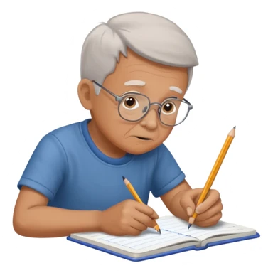 boy drawing grandpa on notebook sticker