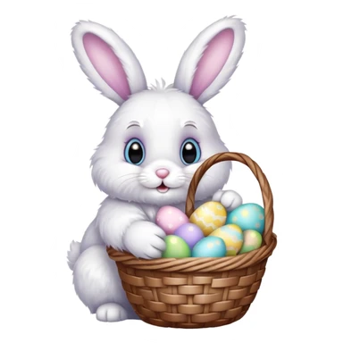 Easter bunny with colorful eggs sticker