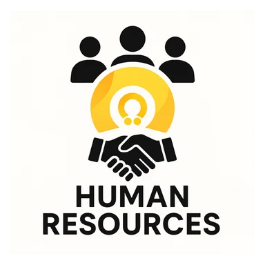 Place the Volio logo in the center, add a Human Resources logo or symbol such as a group of people or handshake around it, and make the overall object more iconic and recognizable. Maintain a professional and friendly look. The style should be clean and suitable for corporate branding. sticker