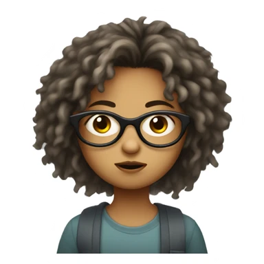 a girl with messy hair, not beautifull, wearing big glasses and ugly, with big eyes sticker