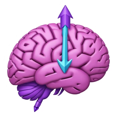 Purple arrow symbol with a brain on it sticker