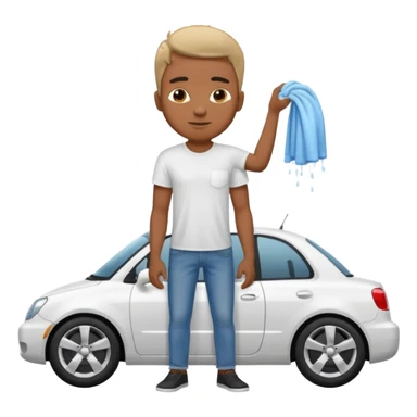 car washer black man with car  sticker