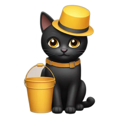 Black cat with a bucket on its head sticker