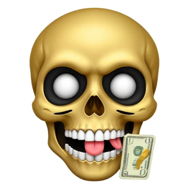 Money Skull Emoji Tongue Black and White Face sticker
