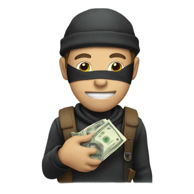 Robber holding bag of money  sticker