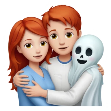 Redhead hugging ghost hospital sticker