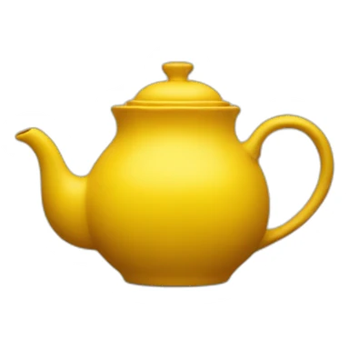 A yellow teapot with burnt bottom sticker