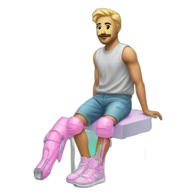 Vaporwave person with prosthetic leg  sticker