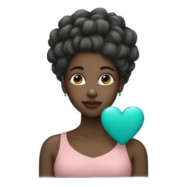 black girl with a teal heart by her head sticker