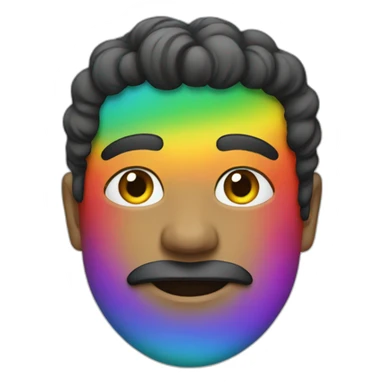 an artist with a rainbow face sticker
