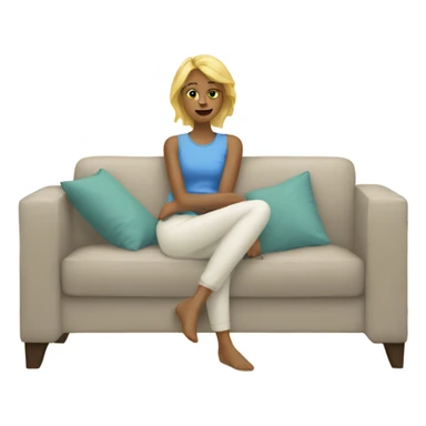 a blonde woman resting on a sofa in the living room sticker