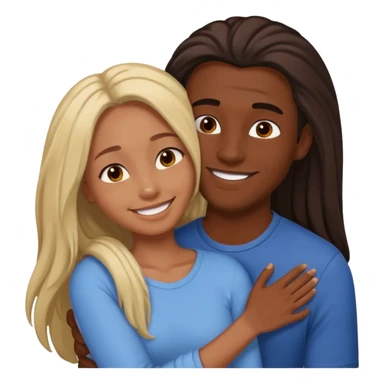 dark skin girlfriend hugs mixed boyfriend with long hair  sticker