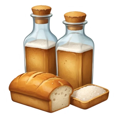 a one victorian bottle of salt and a loaf of bread sticker