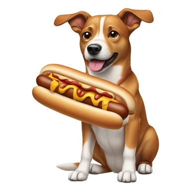 Dog with a hotdog sticker