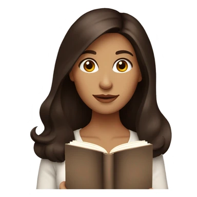 Long dark brown hair with mahogany brown eyes woman reading a book sticker