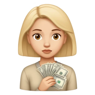 Girl thinking about money  sticker