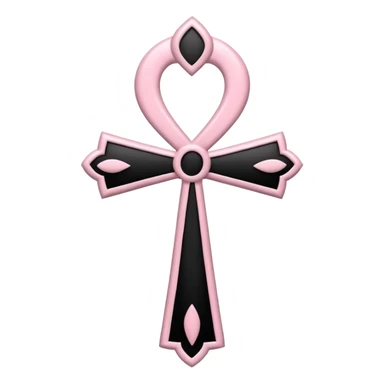 Light pink gothic ankh with black spiderweb background  sticker