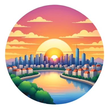Sunset,City,Summer sticker