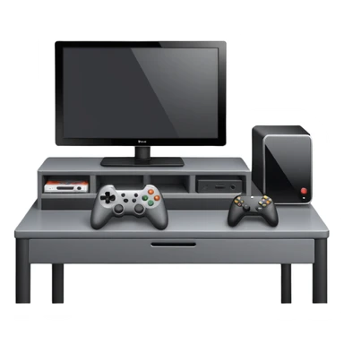 Gaming console on desk with tv sticker