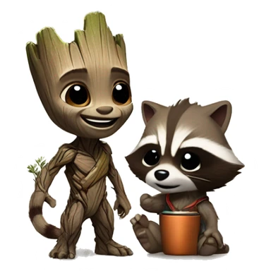 baby groot and rocket racoon sticker