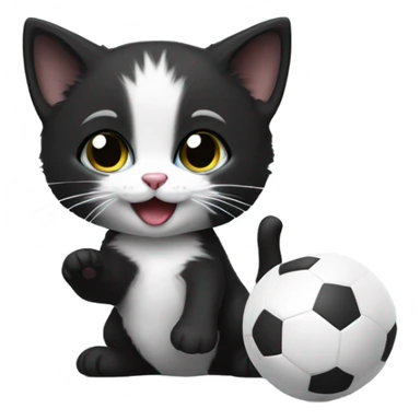 Silly black and whit kitty with a toy sticker