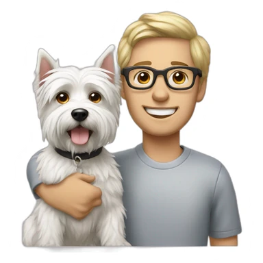 Man with glasses anda with westie dog girl sticker