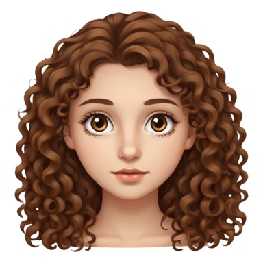 20-year-old woman with long curly brown hair, small hazel eyes, long eyelashes sticker