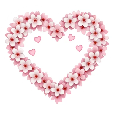 white heart made of sakura petals sticker