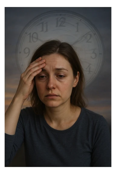 Donna con cortisolo elevato ritmo circadiano alterato immagine realistiche sticker