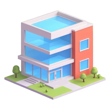 clinic building with a see-through window, 3D style sticker