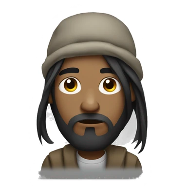 Homeless man with long straight black hair half asleep sticker